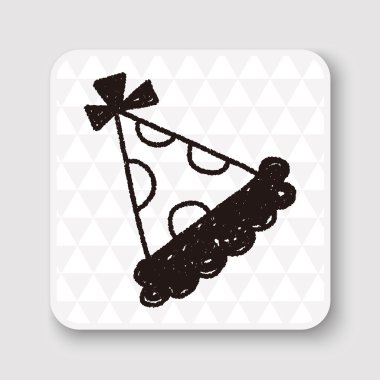 doğum günü şapkası doodle çizim vektör çizim