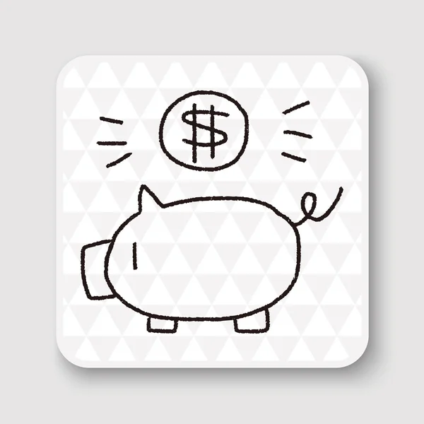 Ilustração em vetor porco dinheiro banco de Doodle — Vetor de Stock