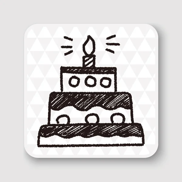 Doodle cumpleaños pastel vector ilustración — Vector de stock