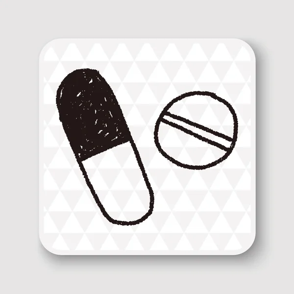 Pillole disegno doodle illustrazione vettoriale — Vettoriale Stock