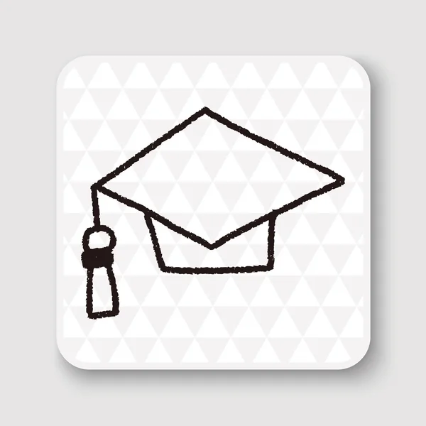 Αποφοίτηση καπέλο doodle σχεδίασης εικονογράφηση φορέας — Διανυσματικό Αρχείο