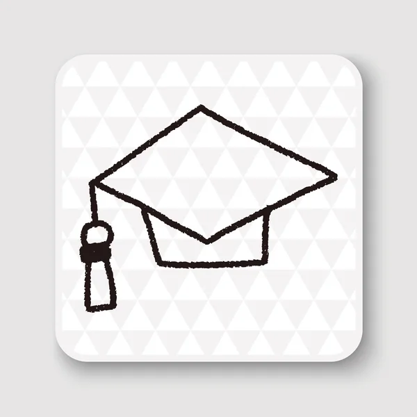 Graduierung Hut Doodle Zeichnung Vektor Illustration — Stockvektor