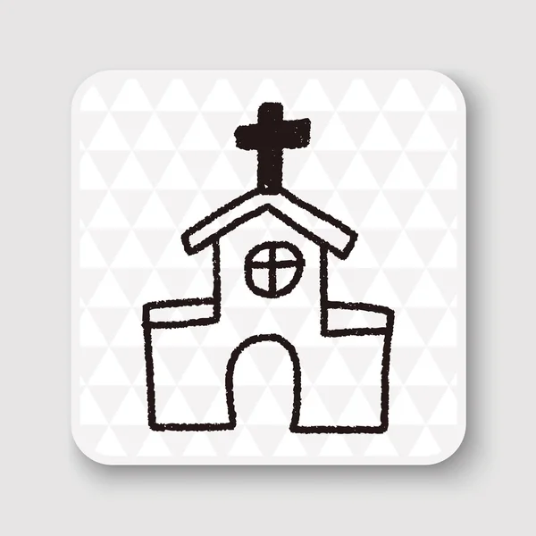 Kirche Doodle Zeichnung Vektor Illustration — Stockvektor