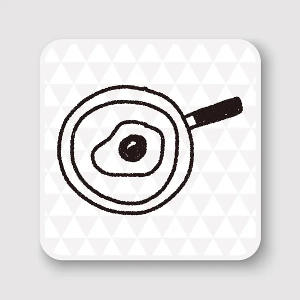 Illustration vectorielle de dessin Omelette pan doodle — Image vectorielle