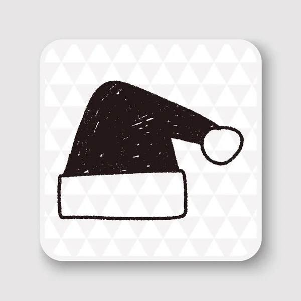 Cappello di Natale disegno doodle vettoriale illustrazione — Vettoriale Stock