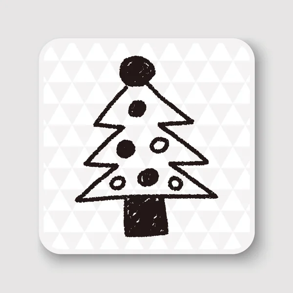 Albero di Natale doodle disegno vettoriale illustrazione — Vettoriale Stock