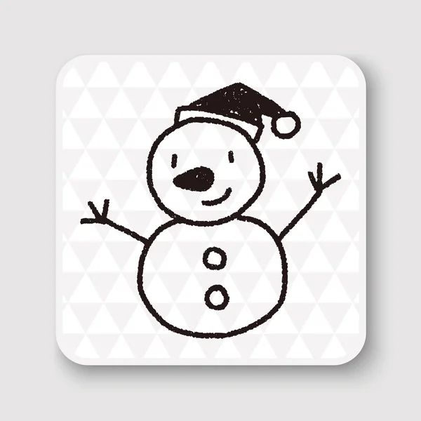 Snowman doodle drawing vector illustration — Stock Vector