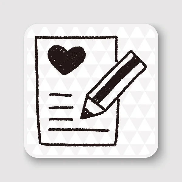 Carta de amor doodle desenho vetor ilustração — Vetor de Stock