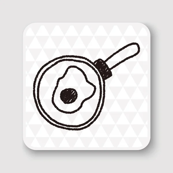 Omelette Pan Doodle Zeichnung Vektor Illustration — Stockvektor