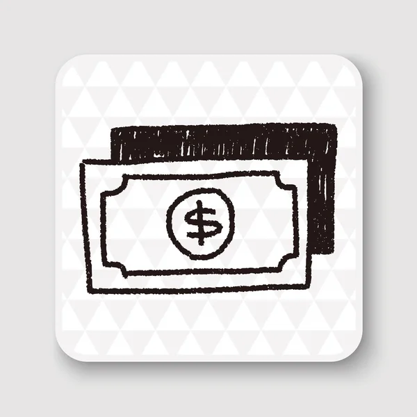 Geld bill doodle tekening vectorillustratie — Stockvector