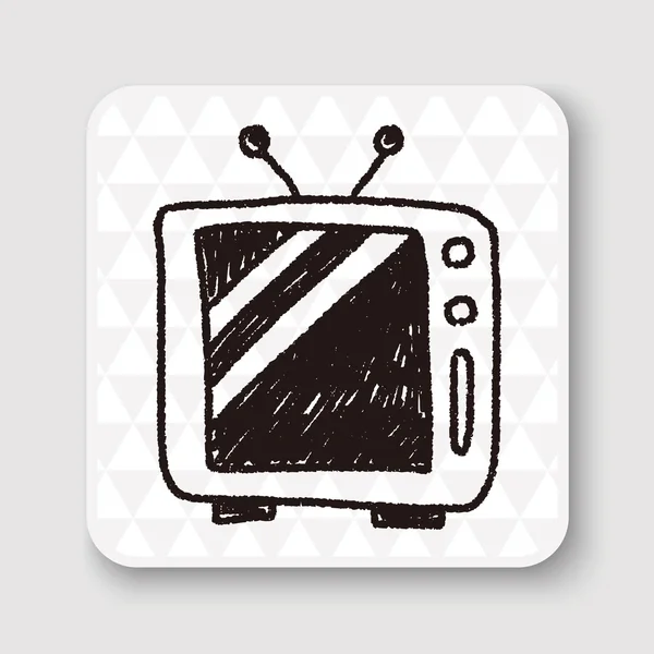 Televisión doodle dibujo vector ilustración — Archivo Imágenes Vectoriales