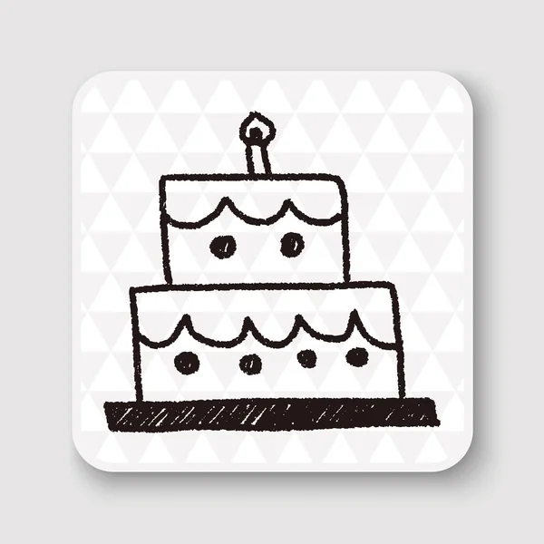 Compleanno torta doodle disegno vettoriale illustrazione — Vettoriale Stock