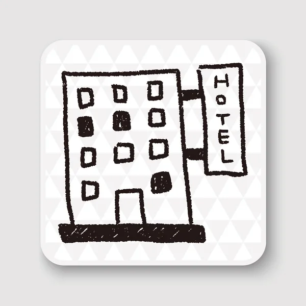 Hotel doodle dibujo vector ilustración — Vector de stock