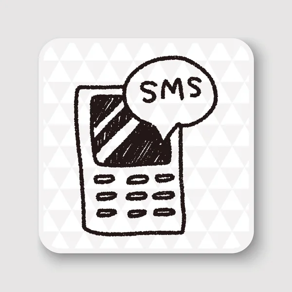 Mobiltelefon meddelande doodle ritning vektor illustration — Stock vektor