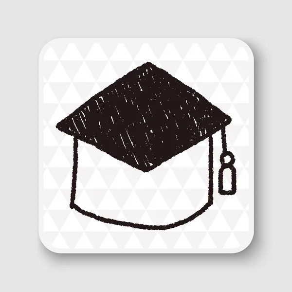 Graduación tapa doodle dibujo vector ilustración — Vector de stock