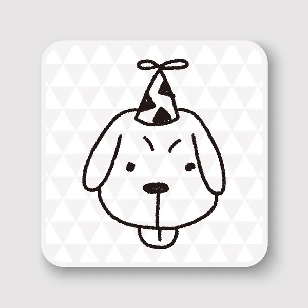 Doodle cumpleaños perro vector ilustración — Vector de stock