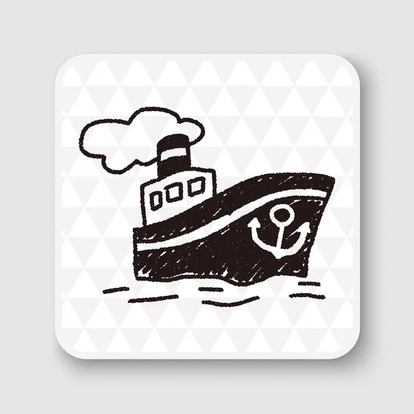 Doodle Steamship vektör çizimi — Stok Vektör