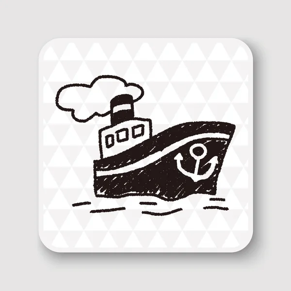 Doodle Dampfschiff Vektor Illustration — Stockvektor