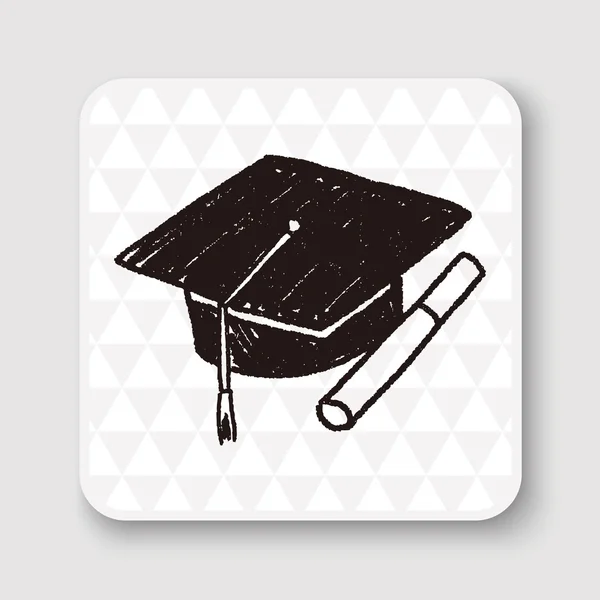 Ilustración vectorial Doodle Bachelor cap — Vector de stock