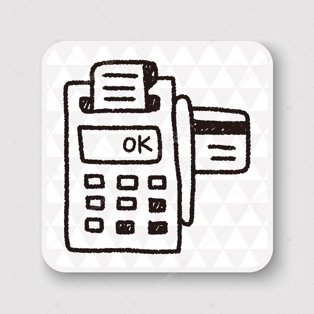 Credit card machine doodle drawing vector illustration — Stock Vector