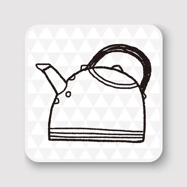 Doodle Kettle ilustração vetorial — Vetor de Stock