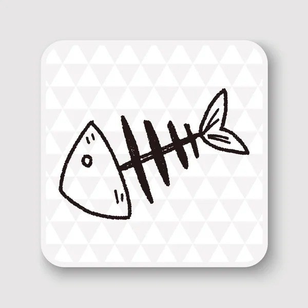 Doodle peixe osso vetor ilustração — Vetor de Stock