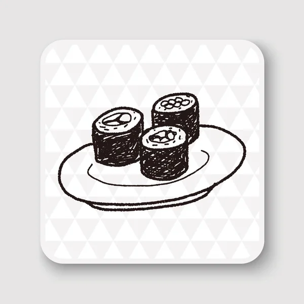 Sushi doodle vector ilustración — Vector de stock