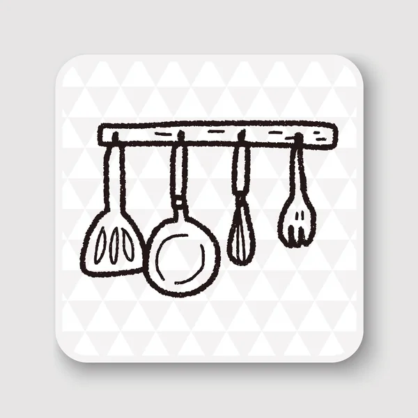 Kitchen tool doodle vector illustration — Stock Vector