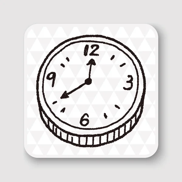 Clock doodle vector illustration — Stock Vector