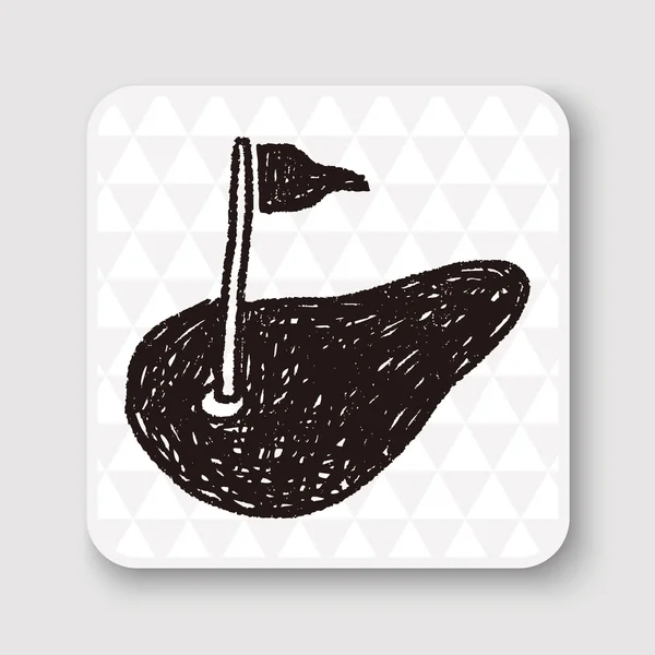 Golf yeşil doodle vektör çizim — Stok Vektör