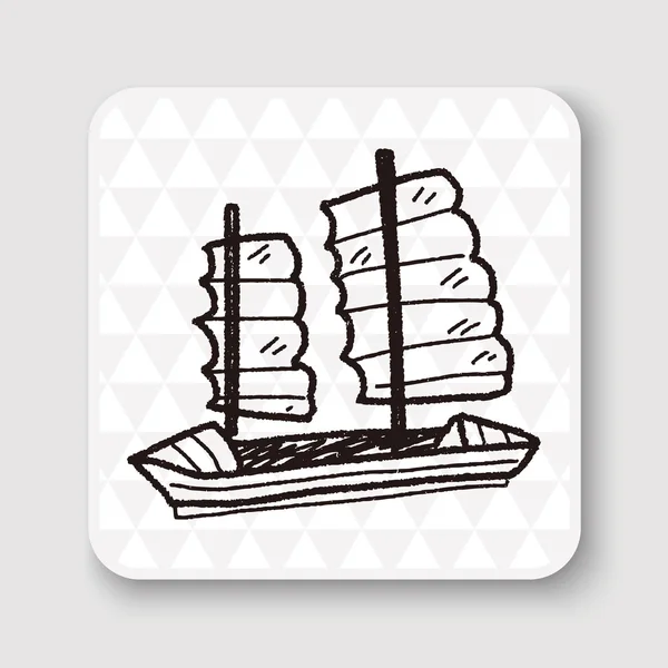 Barco doodle vector ilustración — Vector de stock