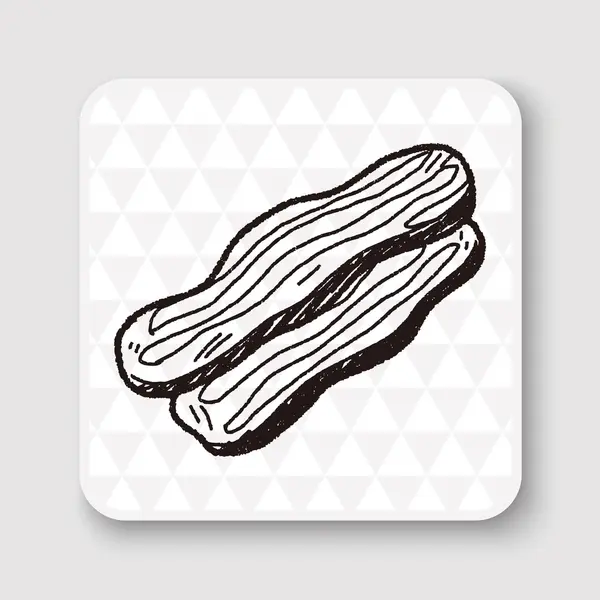 Bacon doodle illustrazione vettoriale — Vettoriale Stock