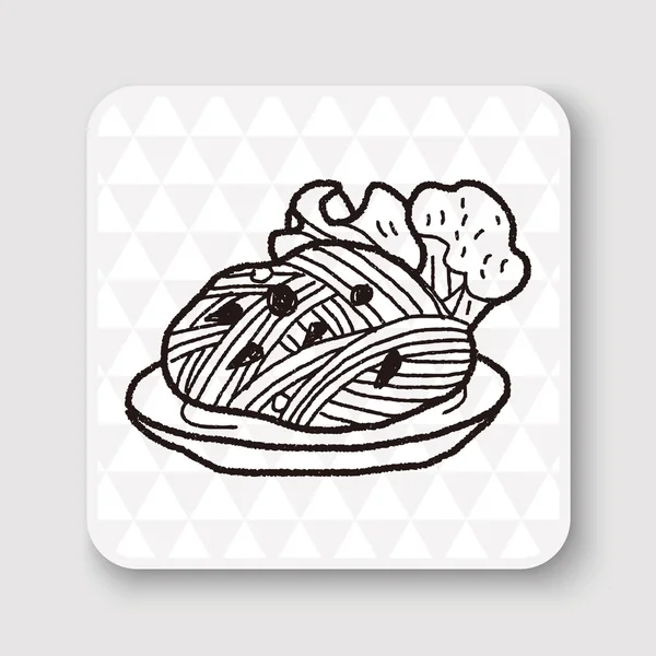 Doodle pasta macarrão vetor ilustração — Vetor de Stock