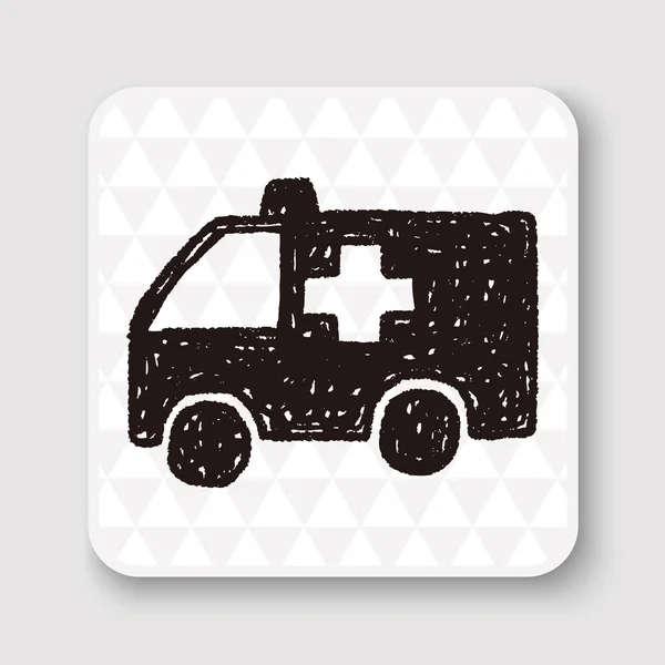 Ambulans vektör çizim vektör çizim doodle — Stok Vektör