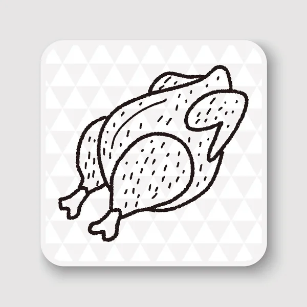 Pollo asado garabato dibujo vector ilustración — Archivo Imágenes Vectoriales