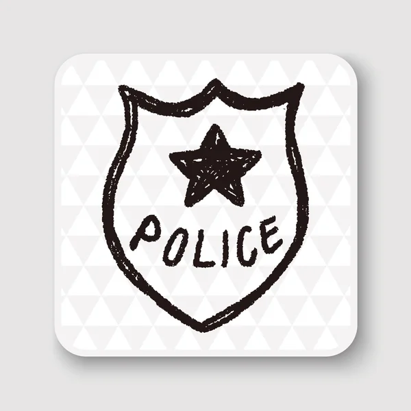 Polisi badge gambar vektor doodle - Stok Vektor