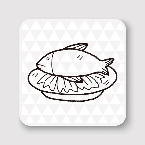 Peixe alimento doodle vetor ilustração — Vetor de Stock