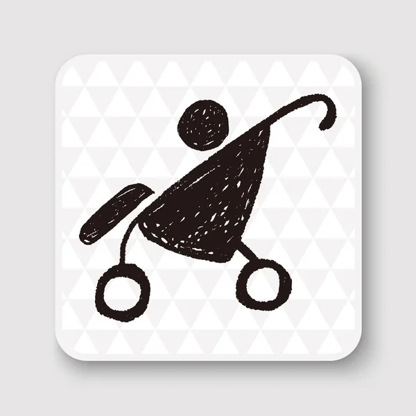 赤ちゃんベビーカー ベクトル図を落書き — ストックベクタ