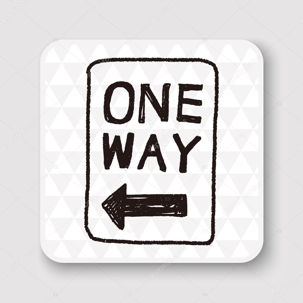 one way sign doodle vector illustration