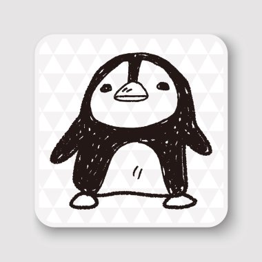 Penguen doodle vektör çizim