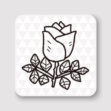 Gül çiçek doodle vektör çizim