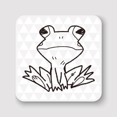 Kurbağa doodle vektör çizim