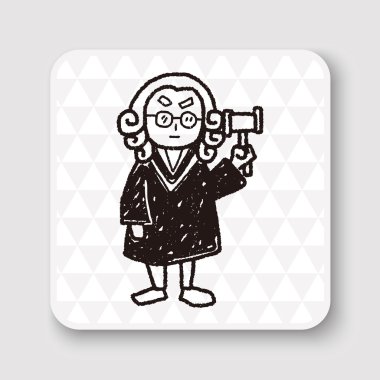 avukat yargıç doodle vektör çizim