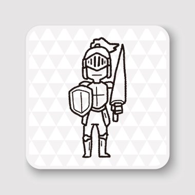 Şövalye doodle vektör çizim