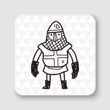 Şövalye doodle vektör çizim