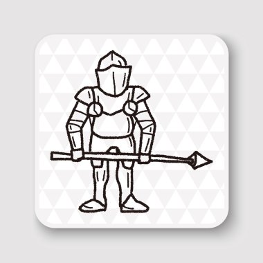 Şövalye doodle vektör çizim