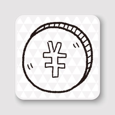 Renminbi para sikke vektör çizim doodle