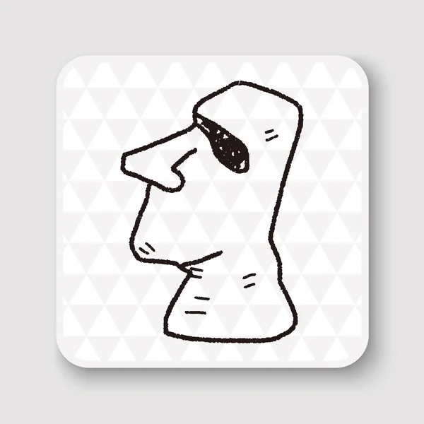 Gambar vektor doodle moai - Stok Vektor