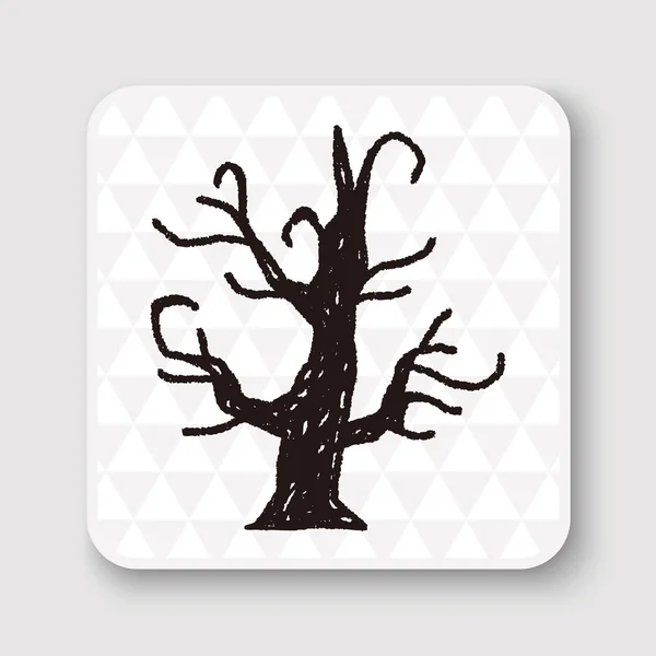 Cadılar Bayramı ağaç doodle vektör çizim — Stok Vektör