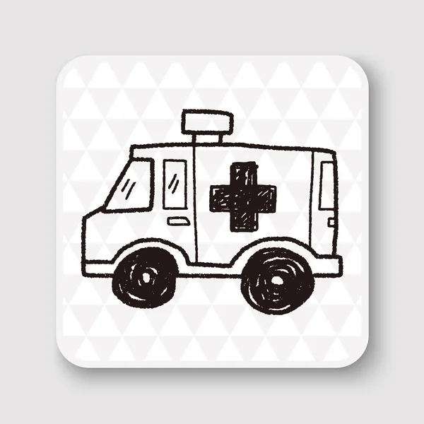 Doodle Ambulans vektör çizimi — Stok Vektör